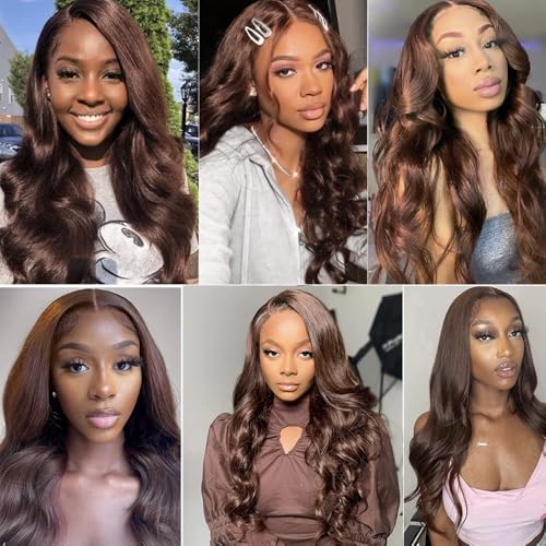 #4 Bundles Dark Brown Body Wave Human Hair Bundle 22 Inch Chocolate Brown Body Wave Bundles Human Hair Extensions