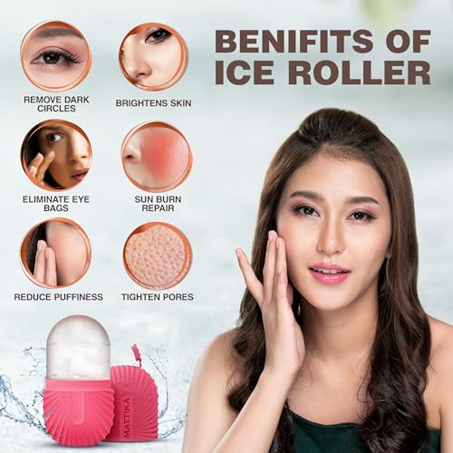 Ice Roller for Face and Eye Glow Naturally and Skincare, Ice Face Roller, Ice Facial Cube, Silicone Ice Mold, Ice Roller Face for Beauty and Skin Care Gift for Men & Women Face Ice Roller (Pink)