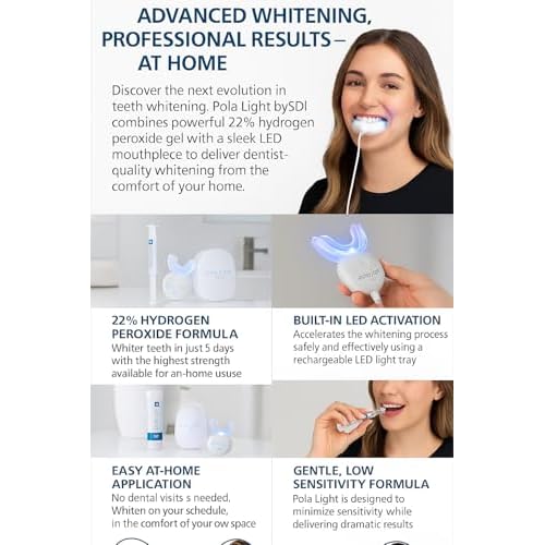 PolaLight Home Tooth Whitening System Kit 22% Carbamide Peroxide Ea