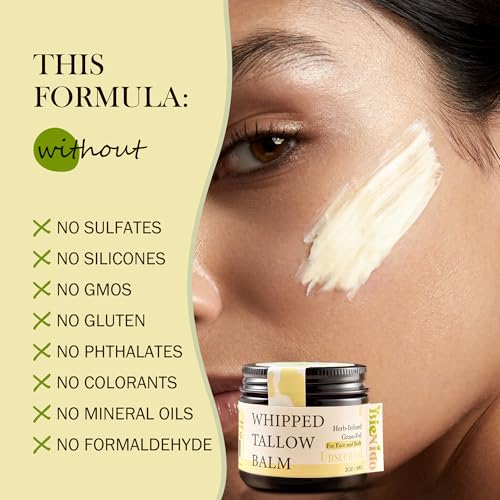 Organic Beef Tallow for Face, Grass Fed Tallow and Honey Balm with Raw Honey and Jojoba Oil for Sensitive and Dry Skin (2 Oz (Pack of 2), Unscented)