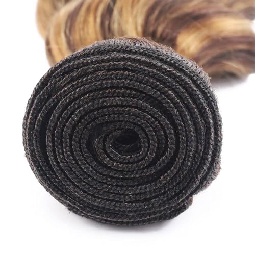 P4/27 Highlight Blonde Bundles Human Hair Loose Wave Bundles 34 34 34 Inch Human Hair Weave 3 Bundle Unprocessed Brazilian Virgin Hair Brown Loose Deep Wave Human Hair Extensions 50 Grams/Bundle
