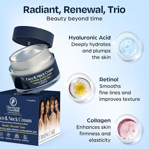 Everyday Glow Cream - Radiant Renewal Trio with Collagen, Retinol & Hyaluronic Acid - Hydrating Face & Decollete Cream for Women of All Ages - 1.7 oz