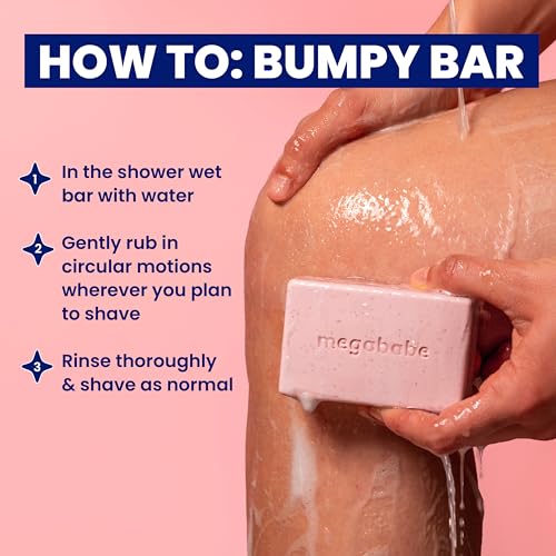 Megababe Bumpy Bar | Pre-Shave Exfoliating Scrub | with Shea Butter, Strawberry Fruit Extract & Ceramides | 4.5 oz