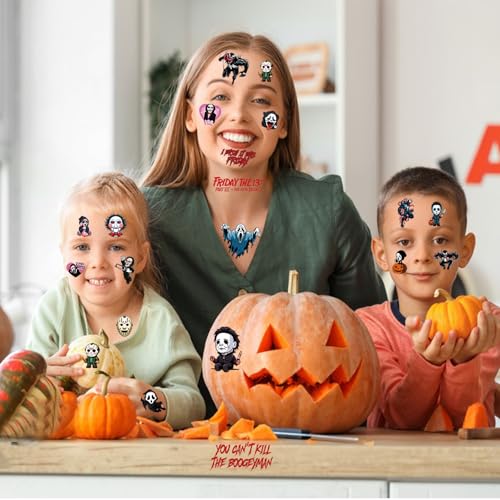Halloween Temporary Tattoos,10 Sheets Halloween Tattoo Stickers,5 Different Halloween Themes for Boys and Girls, Halloween Gifts Party Supplies Favors Holiday Decorations