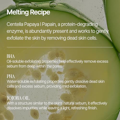 shaishaishai GREEN PAPAYA Pore Deep Cleansing Balm, Makeup Remover, Gentle Exfoliating, Pore Cleaner, Black Head Remover for Face, Oil Cleanser with Jojoba Oil, Korean Skin Care, 2.87oz