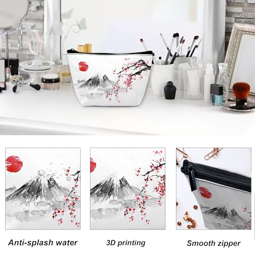 Makeup Bag Japanese Cherry Blossom Cosmetic Bag for Women, Sun Fuji Mount Travel Small Bag for Purse, Pouch for Toiletries Water Resistant Gift 9.5¡¿5.9 Inch