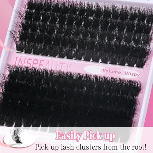 Lash Clusters Kit 150D+200D Thick Lash Clusters Eyelash Extension Kit 12-20mm Individual Lashes Kit with Lash Bond and Seal, Lash Tweezers for DIY Lashes Extension by INSPEAUTY