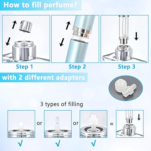 Travel Refillable Perfume Atomizer Bottle 3-Pack 5ml Leakproof Travel Perfume Refillable Bottle (Black & Gold & Silver)