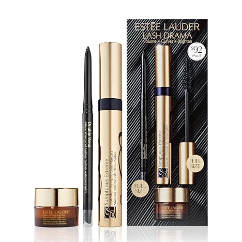 Est?e Lauder Lash Drama 3-Piece Mascara Gift Set | Volume + Curves + Brighten | Includes Full Size Mascara, Eyeliner & Travel Size Under Eye Cream