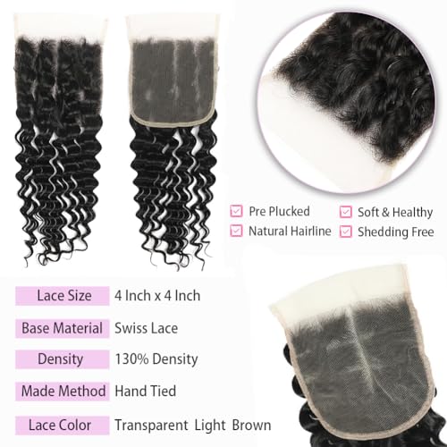 Water Wave 3 Bundles Human Hair (20 22 24 Inch) 100% Unprocessed Brazilian Virgin Human Hair Bundle Double Weft Water Curly Wave Bundle For Black Women Wet and Wavy 3 Bundles Natural Black