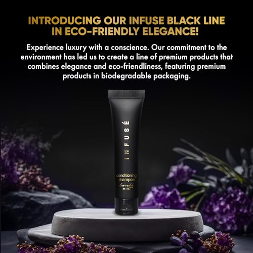 Black Hotel Toiletries Bulk | 1 oz Conditioning Shampoo Travel Size | For Hotels, Vacation Rentals, Gym, Luxury, Airport | Case of 20