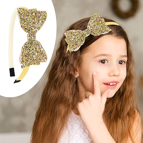 Cinaci 10 Pieces Sparkling Sequin Bow Plastic Headbands with Teeth Hair Bands Hairbow Accessories for Toddlers Kids Teens Girls