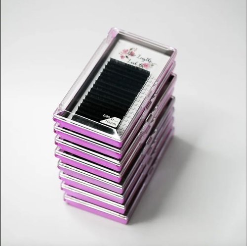 C Curl Single Length Eyelash Extension Trays, Ultra Black Eyelash Extensions, 16 Rows, Classic and Volume Lashing, New Lengths Lash Co. (8mm / 0.05mm)