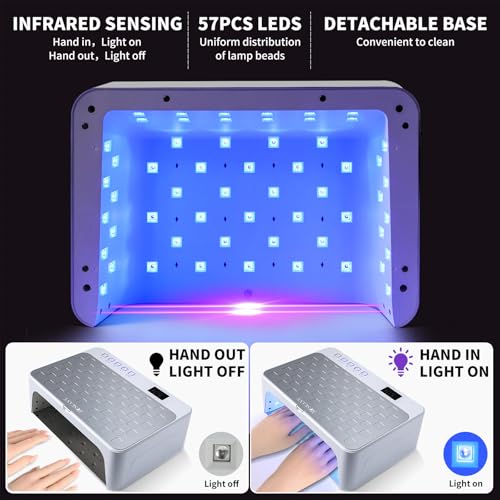 Cordless UV Led Nail Lamp,Large Size Gel Nail Light Professional,UV Lamp Nail Dryer for Gel Polish,Rechargeable Cure Lamp,Flash Cure Light for Nails (White)