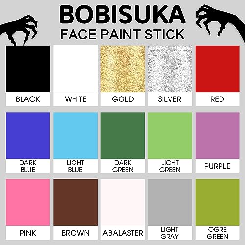 BOBISUKA Silver Face Paint Stick, Waterproof Metallic Silver Full Body Paint Sticks, Blendable Painting Kit for Halloween Makeup SFX Cosplay Special Effects Parties Cosplay Costume Stage
