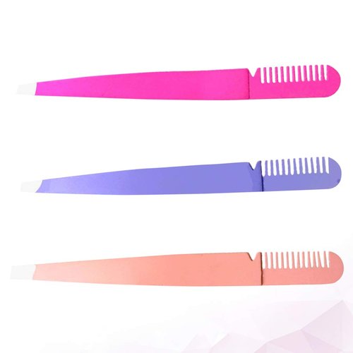 3pcs 2 1 Eyebrow Tweezers 2 in 1 Tweezer Comb Eyebrow Clamps Makeup Supplies Makeup Tools