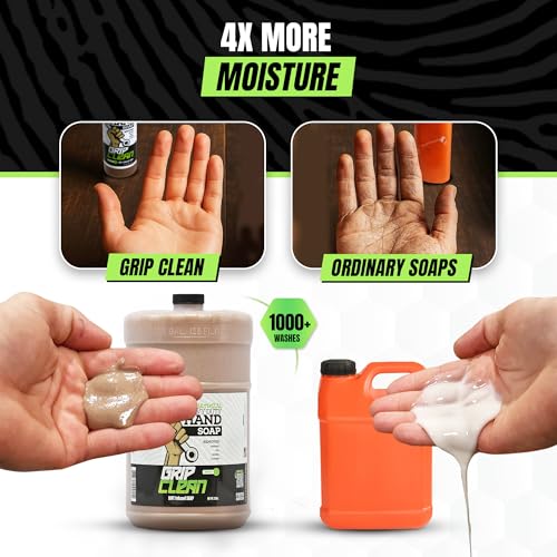 Grip Clean Heavy Duty Hand Cleaner for Mechanics ? Natural Pumice & Clay-Infused Technology Removes Grease, Oil & Grime ? Moisturizing Liquid Hand Soap for Shop, Garage & Industrial Use ? 2 Gallons