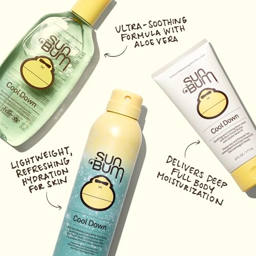 Sun Bum Cool Down Hydrating After Sun Lotion with Hydrating Aloe, Cocoa Butter and Vitamin E - Moisturizing Sun Burn Relief - Gluten Free, Vegan - 6oz Tube