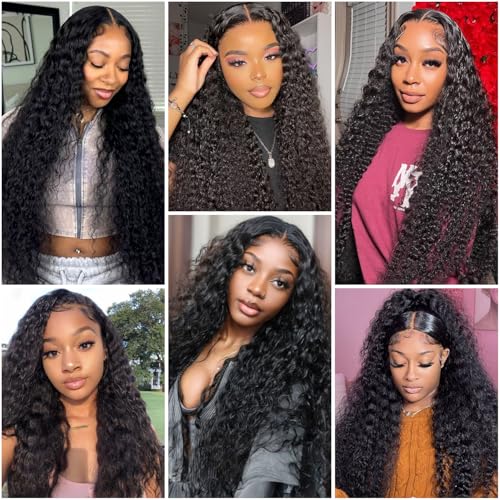 30 Inch Water Wave Lace Front Wigs Human Hair Pull Go 13x6 HD Transparent Lace Frontal Glueless human Hair Wigs 200% Drawstring Wigs With BabyHair Wet And Wave Human hair Wig For Black Women