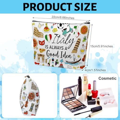 Kacctyen 4 Pack Italy Travel Gifts Cosmetic Bag for Women City Theme Makeup Bag with Zipper Italian Souvenir Gifts for Italy Lovers Travellers Women Girls