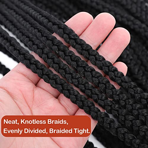 Box Braid Crochet Hair 20 Inch Crochet Box Braids Pre Looped Crochet Braids for Black Women Soft Medium Size Braided Hair Extension 1B Black Color 6 Packs Chicmoi (1B, 20 inch box braids 6 Packs)