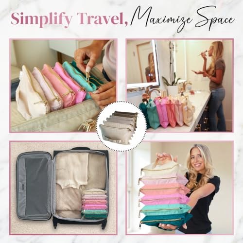 Accordion Makeup Bag, Travel Makeup Bag with 6 Compartments, Large Capacity Cosmetic Bags for Women, Toiletry Bag for Women, Makeup Organizer, Zipper Pouch Preppy Stuff