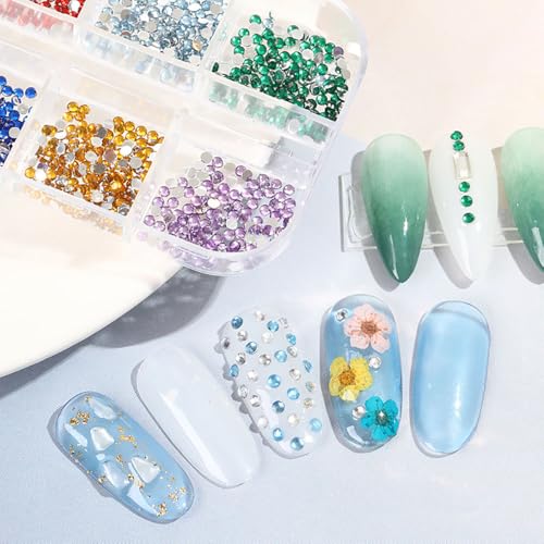 3000pcs 3D Flatback Rhinestones 2mm Mini Charms for Nail Design - Colorful Resin Diamonds Gems Jewels Kit for Nail Art and Crafting