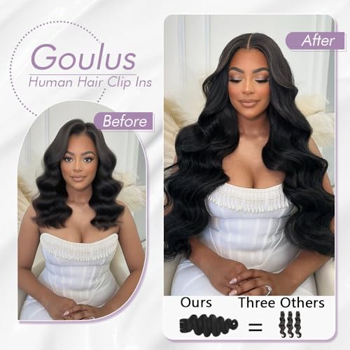 Body Wave Clip In Hair Extensions Real Human Hair Clip Ins For Women 24 Inch Remy Human Hair Extensions Clip Ins 8 Pcs With 18 Clips 120g Natural Black