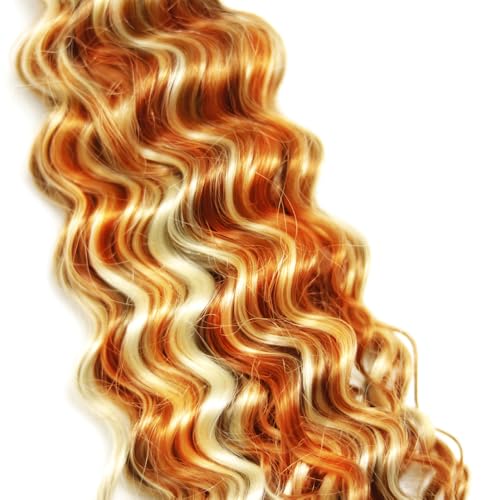 16 18 20 Inch Ginger Bundles Human Hair Deep Wave Bundle P350/613 Highlight Blonde 3 Bundles 300g/Pack Unprocessed Brazilian Virgin Hairs Double Weft Weaves Hair Extensions