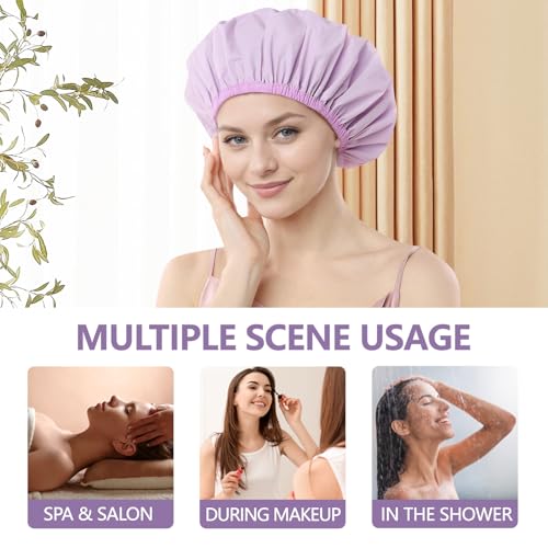 YIZIJIZI Shower Cap,Reusable Waterproof Shower Caps ? Large Size for Women, Perfect for Long Hair (purple)
