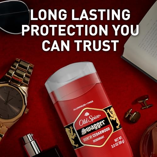 Old Spice Aluminum Free Deodorant for Men, 24/7 Odor Protection, 24/7 Freshness & Lasting Scent, Swagger with Cedarwood Scent, 3.8 oz (Pack of 3)