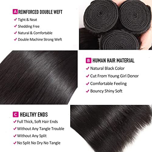 10A Brazilian Straight Human Hair Bundles 22 24 26 Inch 100% Unprocessed Virgin Straight Weave 3 Bundles Deals Human Hair