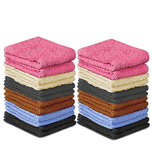 100% Cotton Washcloth Set 24 Packs ? Soft, Absorbent Face Towels for Bathroom & Gym Use ? Reusable, Durable & Machine Washable Wash Cloths - Multi-Color, 12x12 Inches
