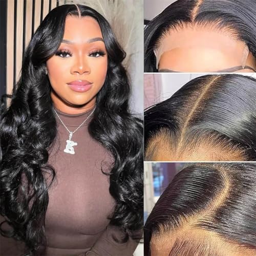 34 Inch 5x5 Lace Closure Wig Human Hair 220% Density Body Wave 5x5 HD Lace Closure Wigs Pre Plucked Lace Closure Wig for Women True to Length Natural Black Color for Any Occasions