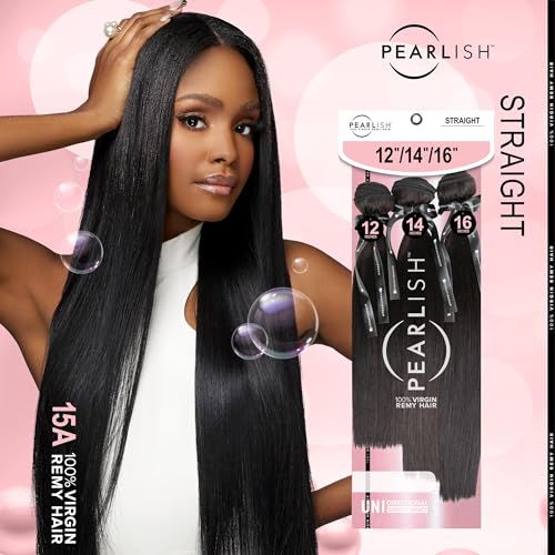 Sensationnel Pearlish multi bundle - straight deep pearl conditioned 15a soft remy beauty supply sew in or glue on human hair layered lengths (16 18 20 inch, NATURAL/BLACK)