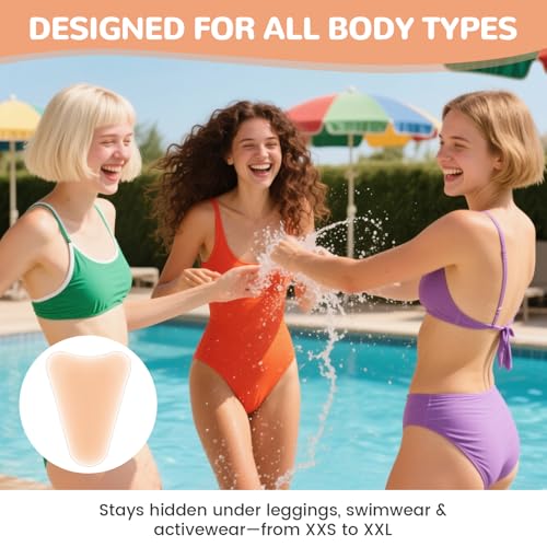 6Pcs Seamless Crotch Smoothing Pad for Leggings Swimsuits, Privacy Protection Insert Reusable Front Modesty Cover for Women