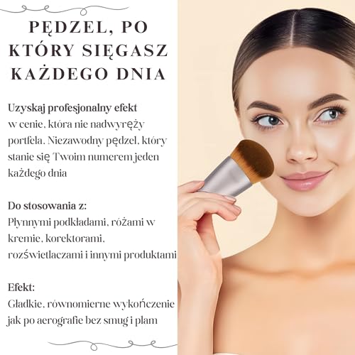 Kabuki Makeup Brush - Angled Blender Brush for Powder, Cream, Liquid Foundation, Sunscreen, Blush Blending & Bronzer - Professional Make Up Brush - Full Face Makeup Brush - Vegan & Cruelty Free