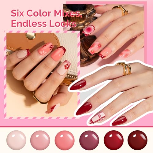 MelodySusie Sweet-Scent Plant-Based 6 Colors Gel Nail Polishes, Crimberry Spark, Unique 16.5ml Tilt-and-Stand Bottle for Easy Gel Access, TPO & HEMA Free, Gift Box with Mauve Plum Cherry Burgundy Red