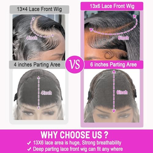 13x6 Lace Front Wigs Human Hair Pre Plucked 200 Density Body Wave Lace Front Wigs Human Hair HD Lace Frontal Wigs For Women With Baby Around Natural Hairline 28 Inch
