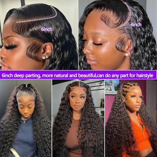 Lemoda 13x6 Lace Front Wigs Human Hair Water Wave Wig 12 Virgin Human Hair 180% Density Deep Wave Frontal Wig for black Women 28 inch