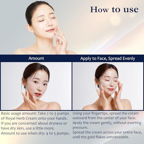 ROYAL HERB EX CREAM Face, Neck and D?collet? Moisturizer with Aloe Vera, Hyaluronic Acid, Yeast Extract and Gold, 1.76 OZ / 50g