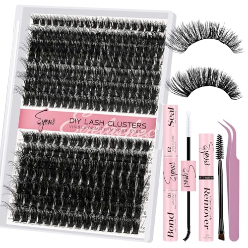 Fluffy Lash Clusters Kit 3D Lash Extension Kit 280PCS DIY Eyelash Clusters for Beginners with Eyelash Tools Voluminous Lash Clusters Wispy Dramatic Yet Lightweight(80D+100D 10-18mm)