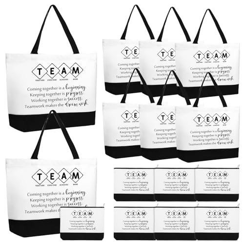 Cunno 12 Pcs Team Appreciation Bags Bulk Women Employee Gifts Team Together Canvas Tote Bag Makeup Bags for Vet Tech Coworker Nurse
