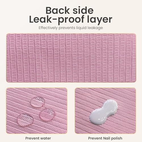 Disposable Nail Mats 50Pcs Non-Slip Fordable Nail Paper Towels for Manicure Salon Home 3 Ply Waterproof Adult Disposable Bibs for Dentist, Nail Techs, Patient Hygiene, Tattoo (Pink)
