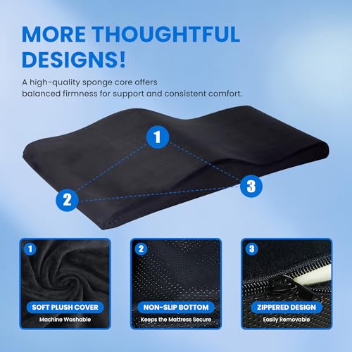 Lash Bed Foam Topper, Massage Table High-Density Foam Mattress, Ergonomic Curved Lash Bed Topper Cushion for Beauty Salon