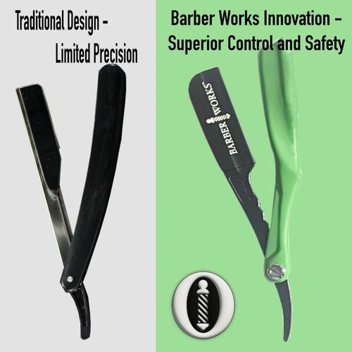 Professional Razor Holder – Ultra 3mm Exposed straight razor holder, short and long blades capable safe clip system (Red)