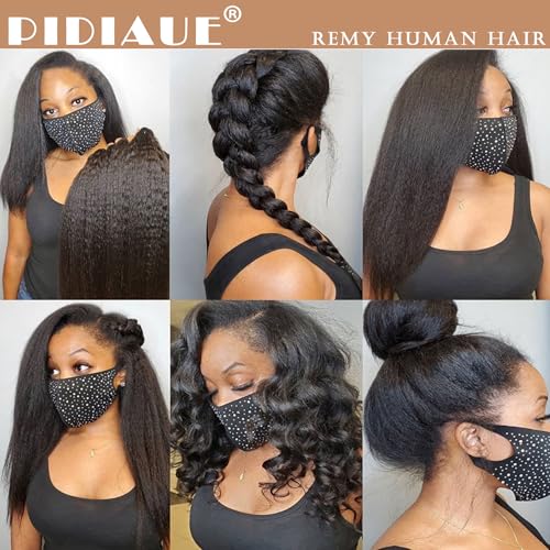 Weave Bundles Human Hair 20 20 20 inch Yaki Straight Bundles Kinky Straight Weave 12A Brazilian Remy Hair Real Unprocessed Virgin Human Hair Extensions Natural Color