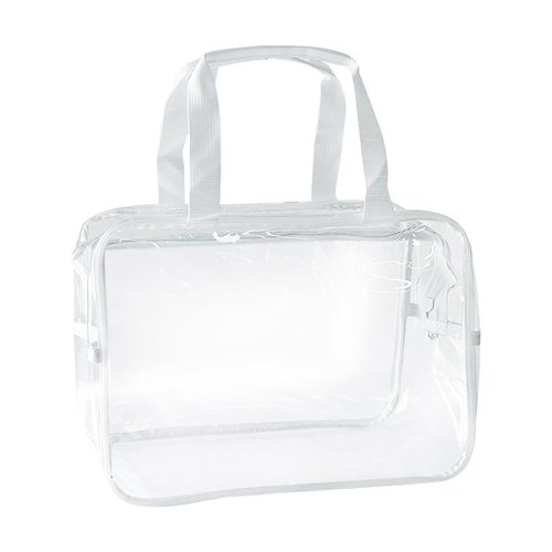 TotePrint Large Clear Transparent Gift Pouch Wash Travel Makeup Cosmetic Bag with Handle for Travel Bathroom Toiletry Organizer (Clear)