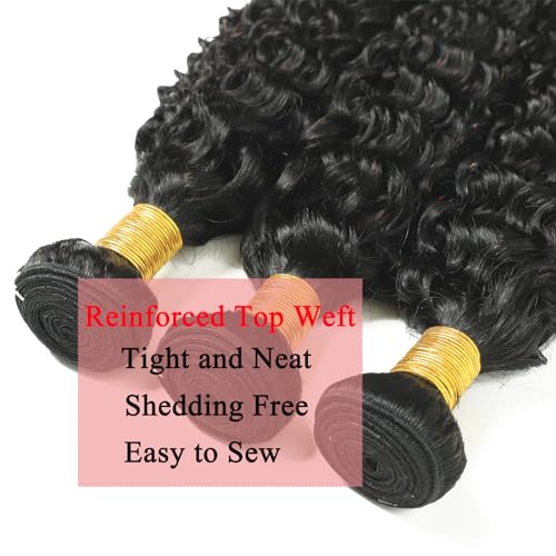 Water Wave Bundles with Closure Human Hair Wet and Wavy 22 24 26 inch 100% Unprocessed Virgin Human Hair Bundles with 18 inch Closure 5x5 Lace Free Part