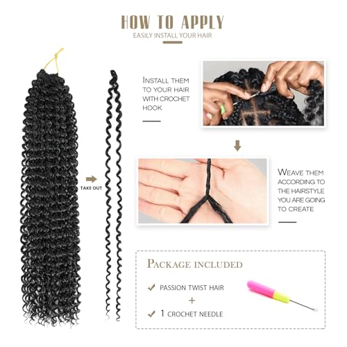 Dansama Passion Twist Hair Water Wave Braiding Hair for Butterfly Style Crochet Braids Bohemian Hair Extensions (18inch (Pack of 6), T1B/27, Economy Pack)